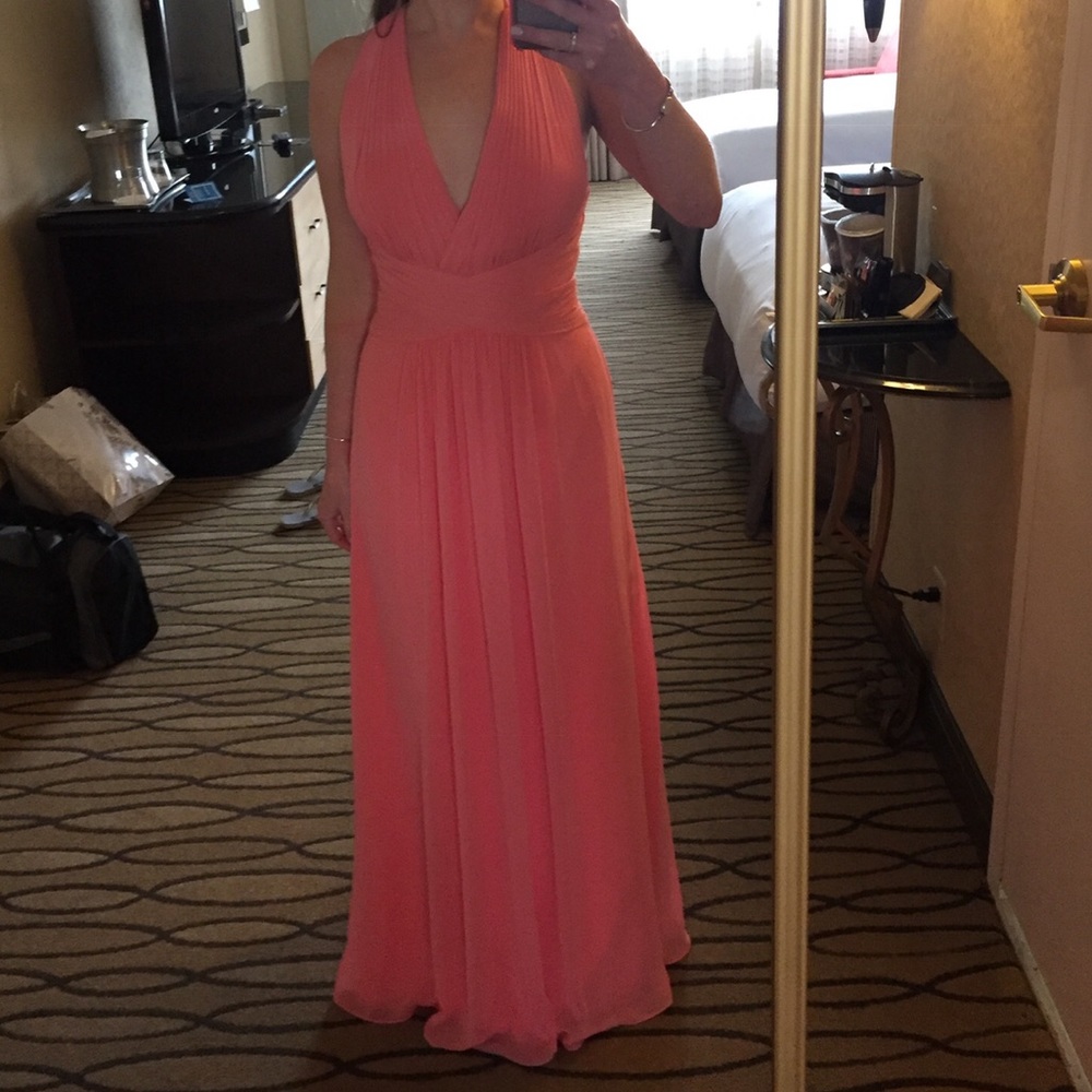Chiffon Coral Floor length gown